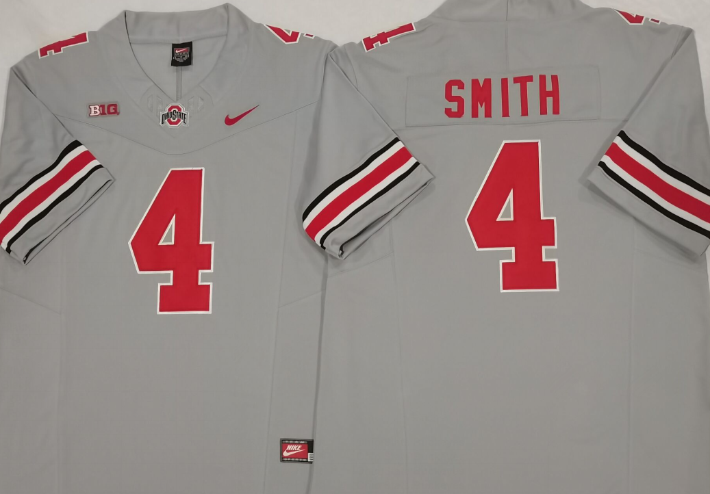 Men's Ohio State Buckeyes Jeremiah Smith #4 Grey Jersey